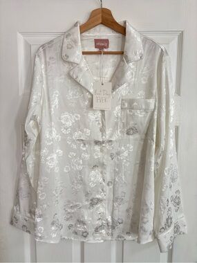 Show Me Your MuMu White Satin Floral TOP ONLY